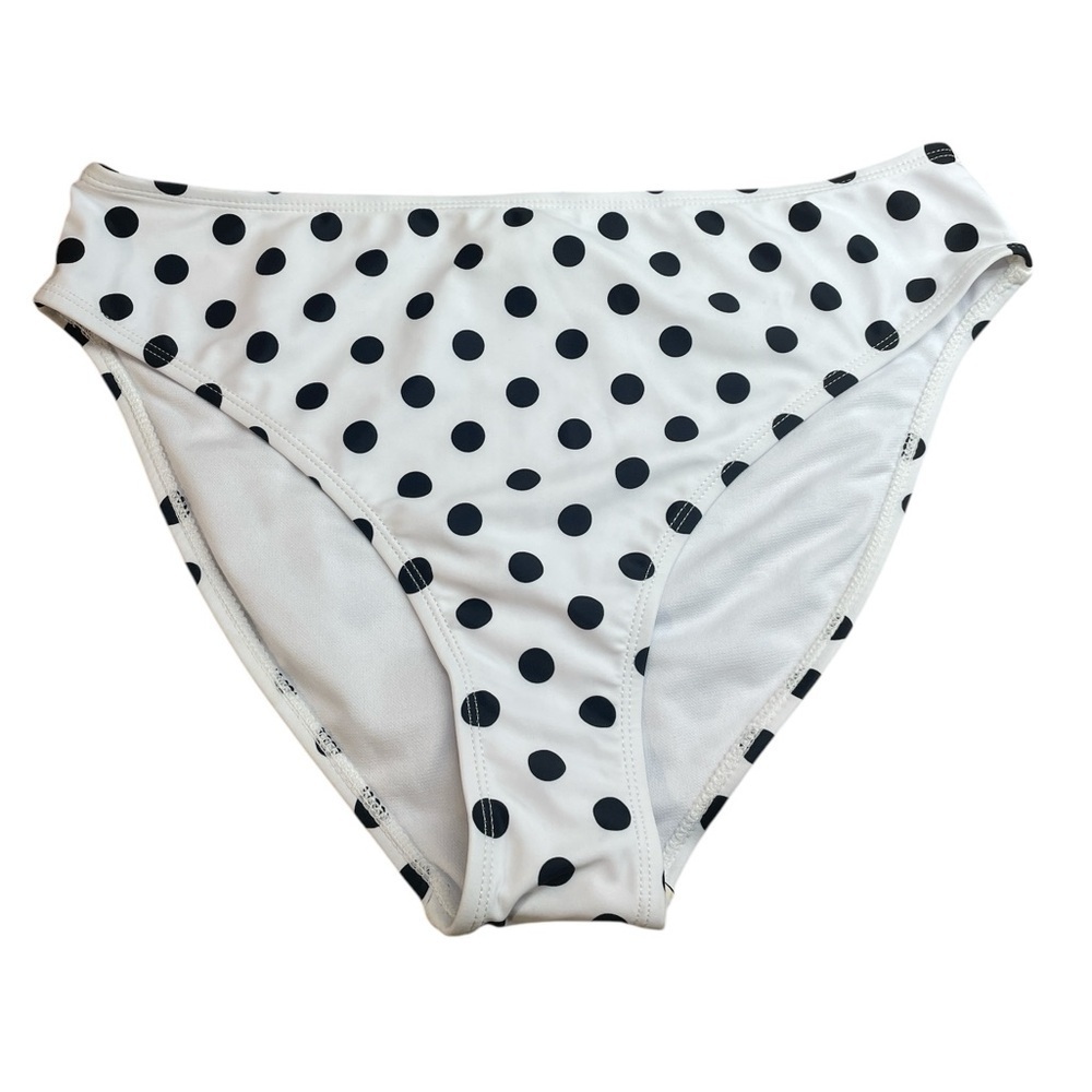 Nicole Miller Bottom Bikini Size L Polka Dot Swimwear White Black Beach Summer